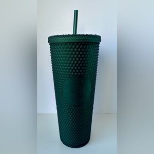 Starbucks Dark Green Jelly Studded Tumbler‎ Matte with Straw 24oz Venti EUC.